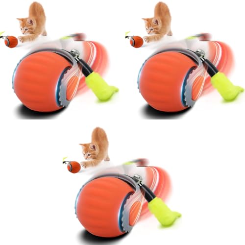 Qpets® Electric Cat Ball Toy Cat Teaser with 2 Speed Fun Speedy Chasing Teasing Tail Bell Charm Self Entertainment USB Rechargeable 3 PCS Qpets® Electric Cat Ball Toy Cat Teaser with 2 Speed Fun Speedy Chasing Teasing Tail Bell Charm Self Entertainment USB Rechargeable 3 PCS